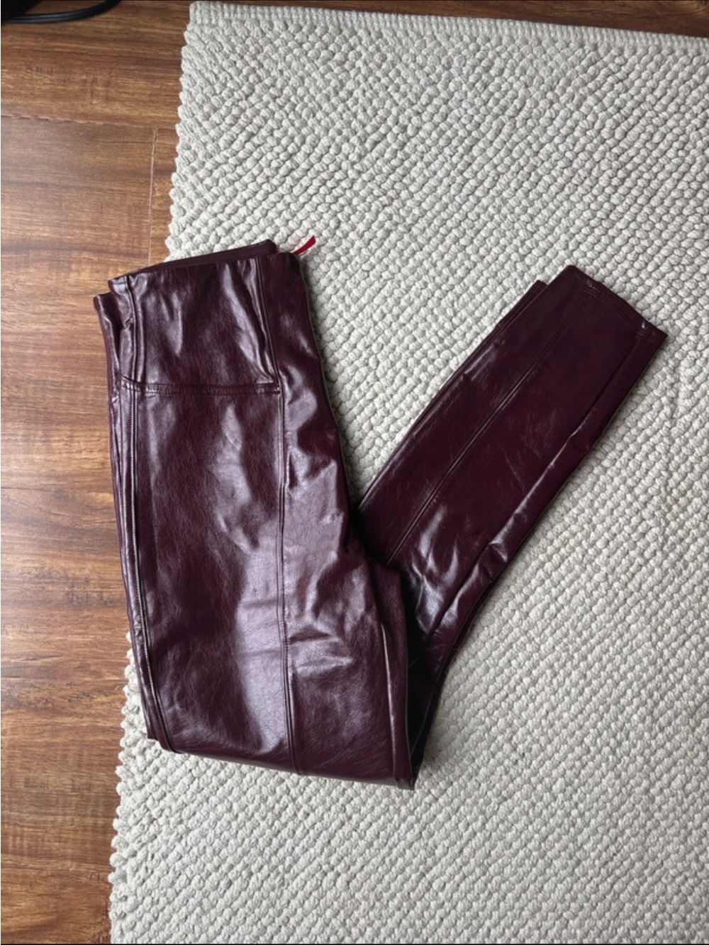 SPANX Skinny Faux Leather pants in Deep Burgundy